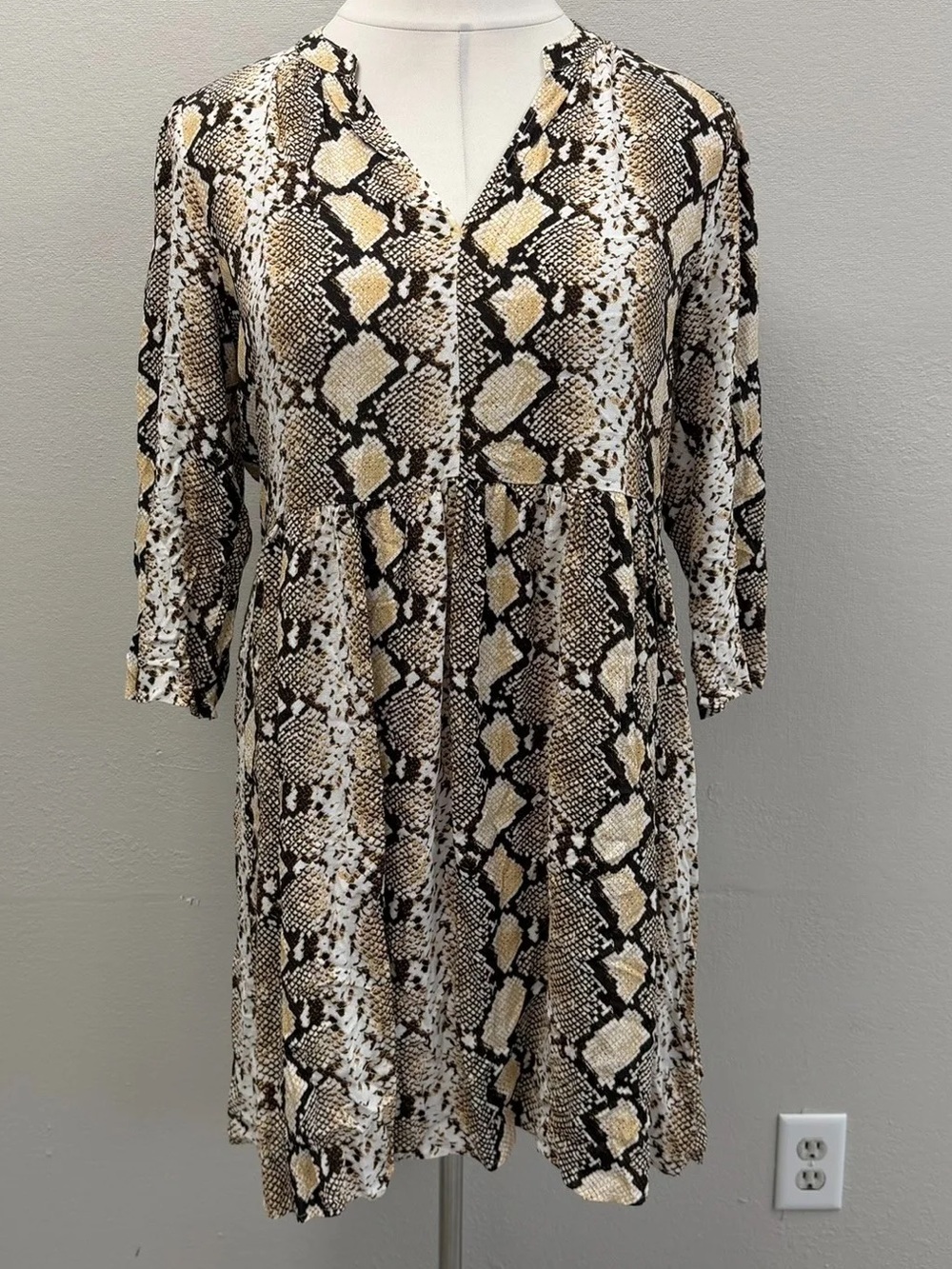 Maeve By Anthropologie Juno Tan & Brown Snakeskin Print Mini Dress - Size XL